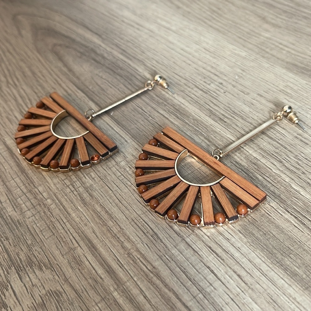 Wooden Large Boho Earring Set - Picture 2 of 6